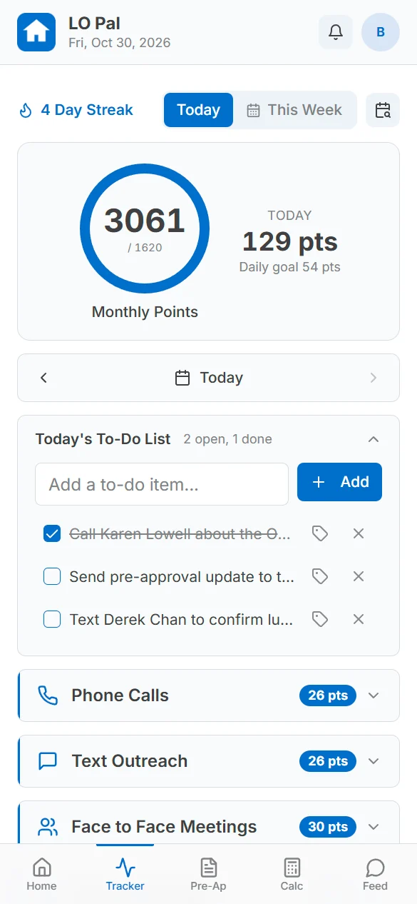 Activity logging screen